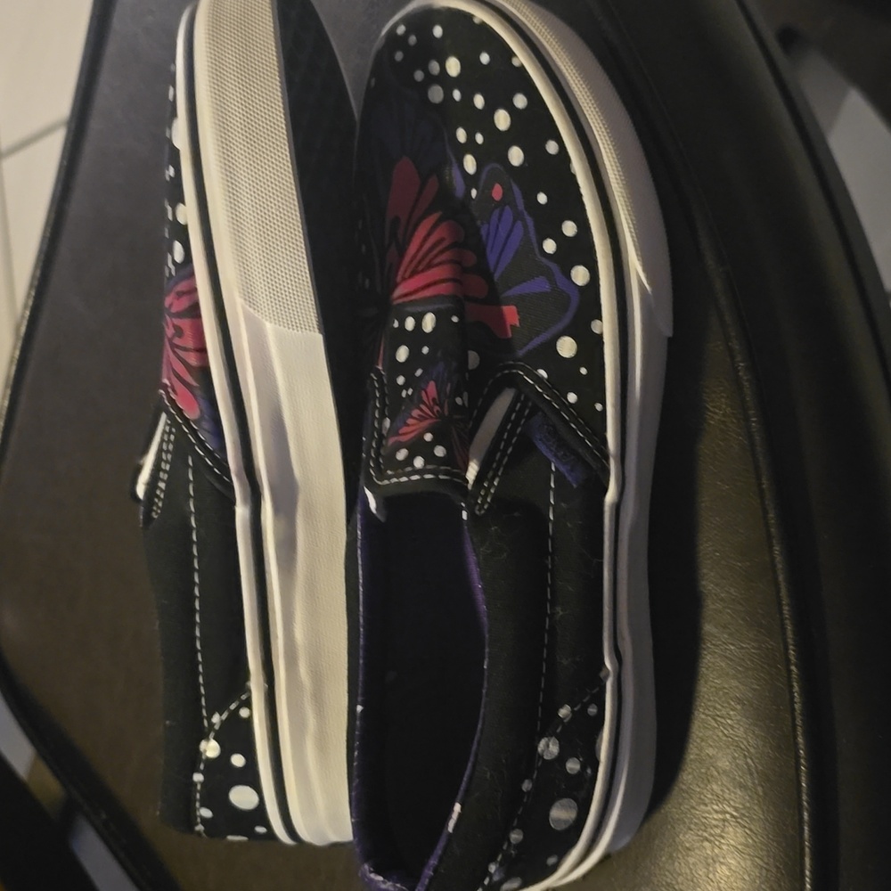 VANS Old Skool Shoes Black with Vibrant Butterflies Kids Size 3 - Picture 4 of 7